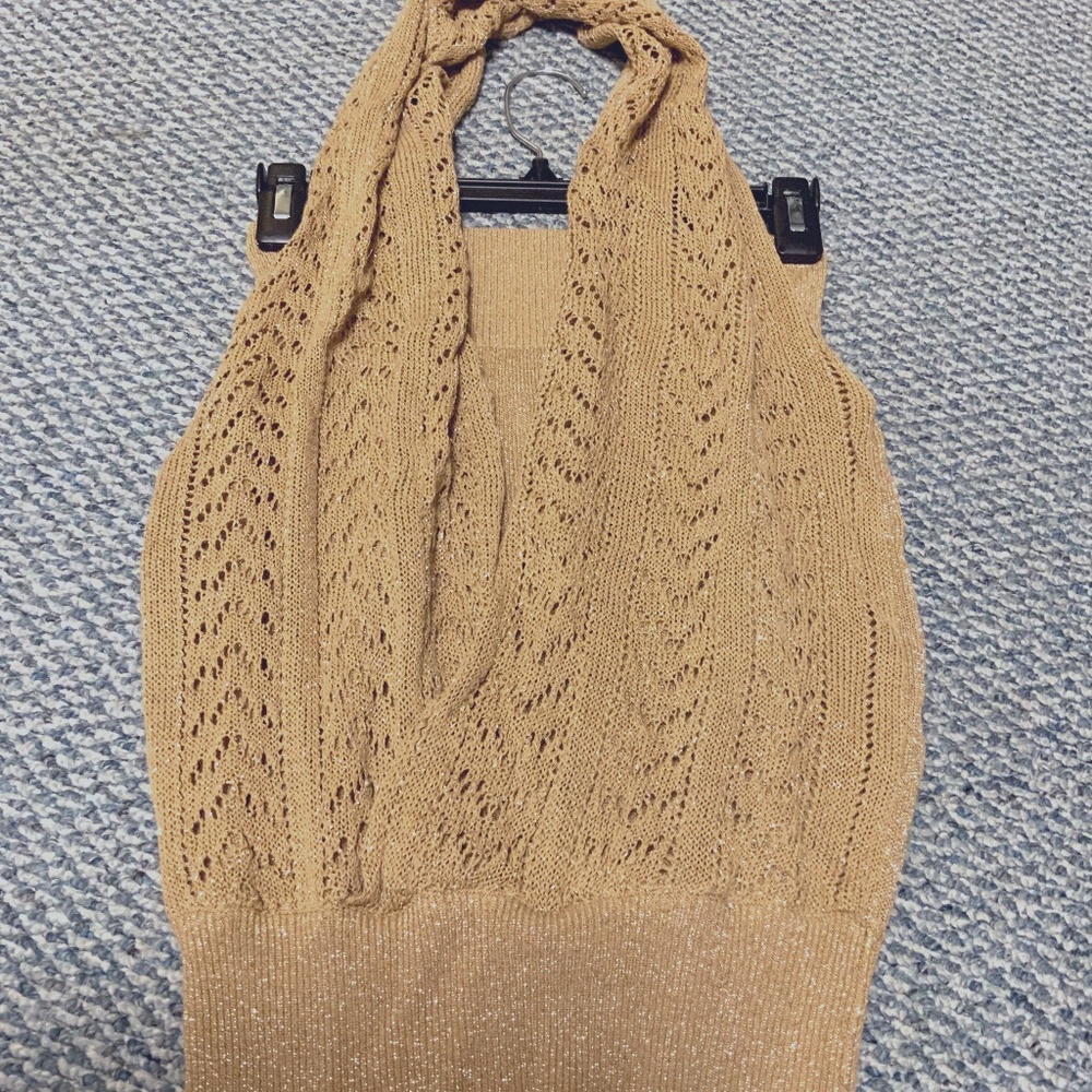 Boston Proper golden sparkle tube top w/ around the neck covering